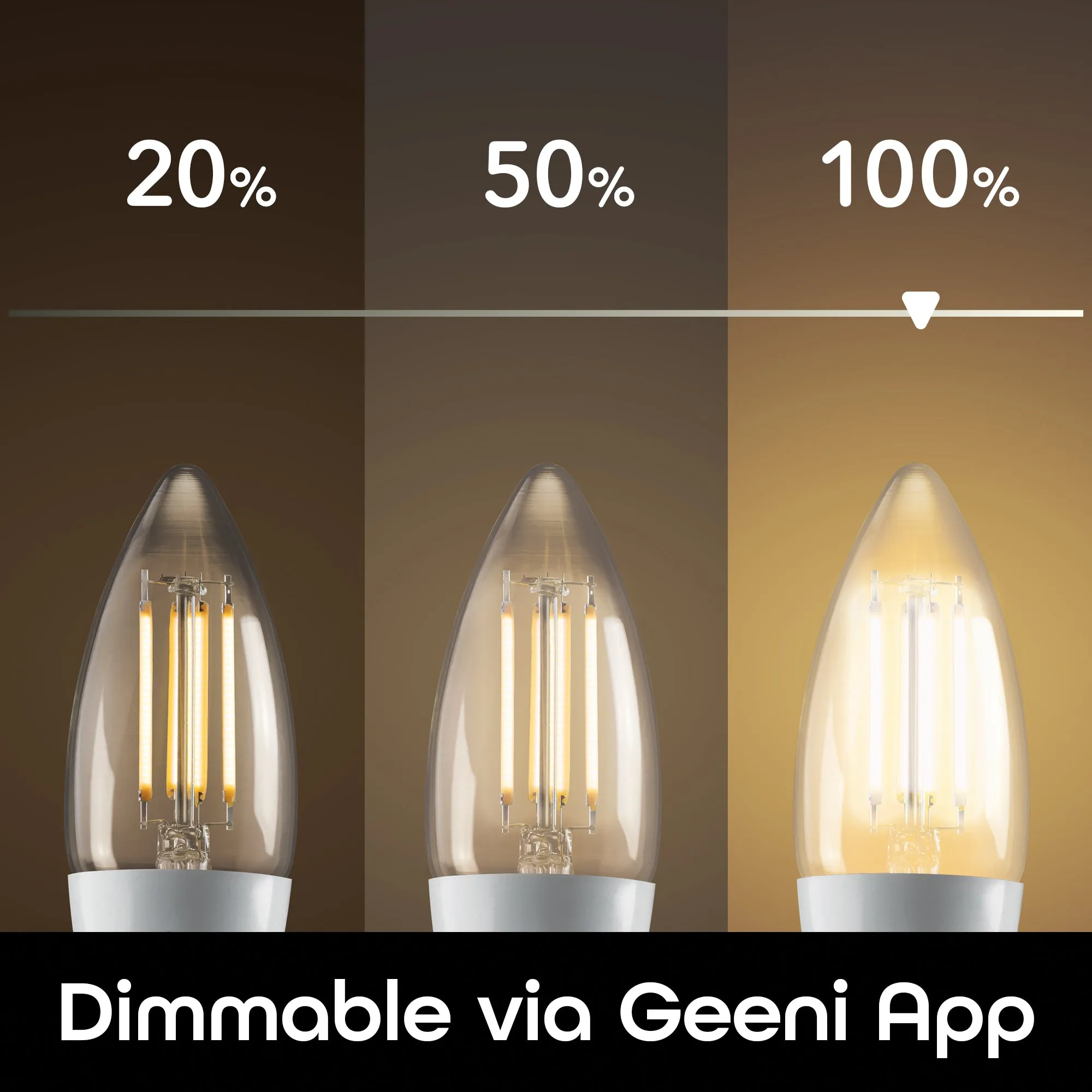 Geeni Lux E12/B11 Filament Smart Bulb - Warm White (4-Pack)