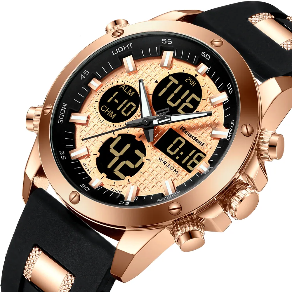 Gold Men Watch | Quatz Digital Led Sport Watch