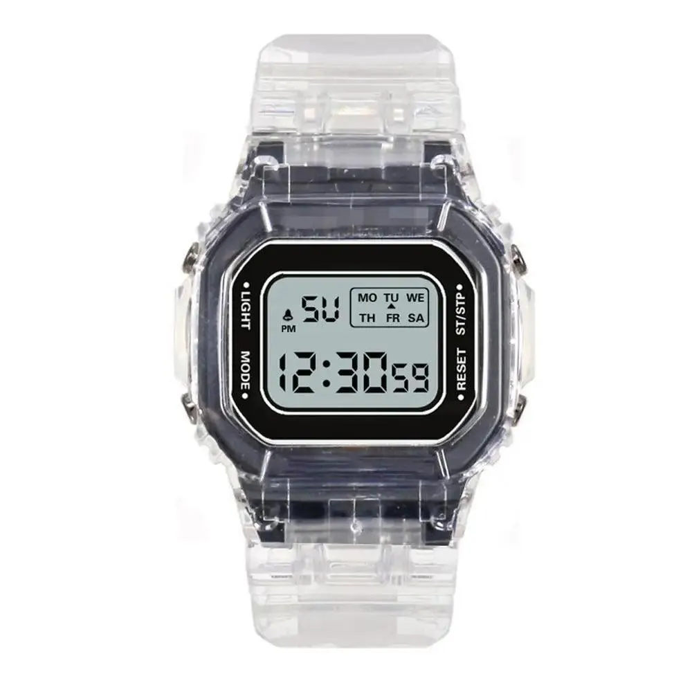 Gold Transparent Digital Sport Watch: Stylish Unisex Timepiece for Active Lifestyles