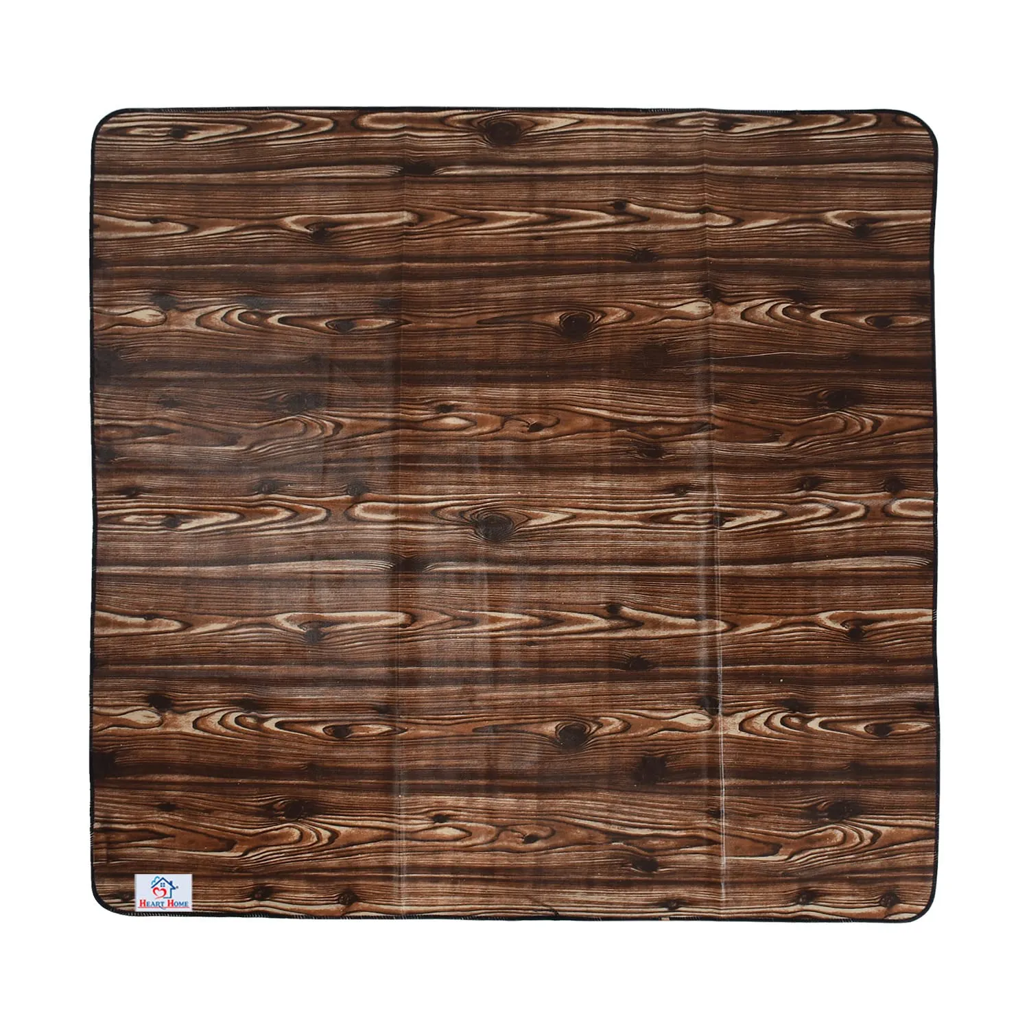 Heart Home PVC Wooden Print Both Sided Bed Server Food Mat, Bedsheet Protector for Home 36"x36" (Dark Brown) 54HH4342.