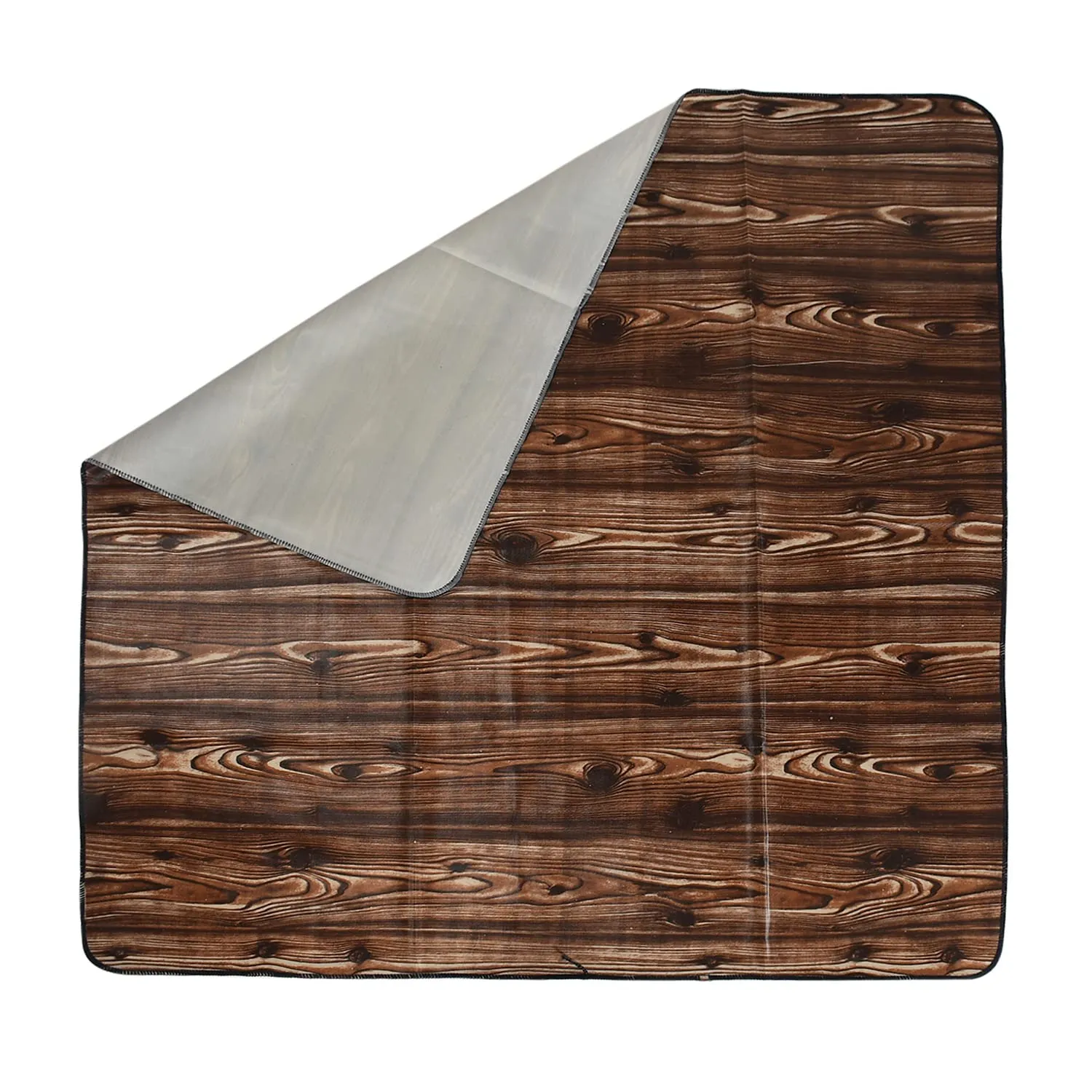 Heart Home PVC Wooden Print Both Sided Bed Server Food Mat, Bedsheet Protector for Home 36"x36" (Dark Brown) 54HH4342.