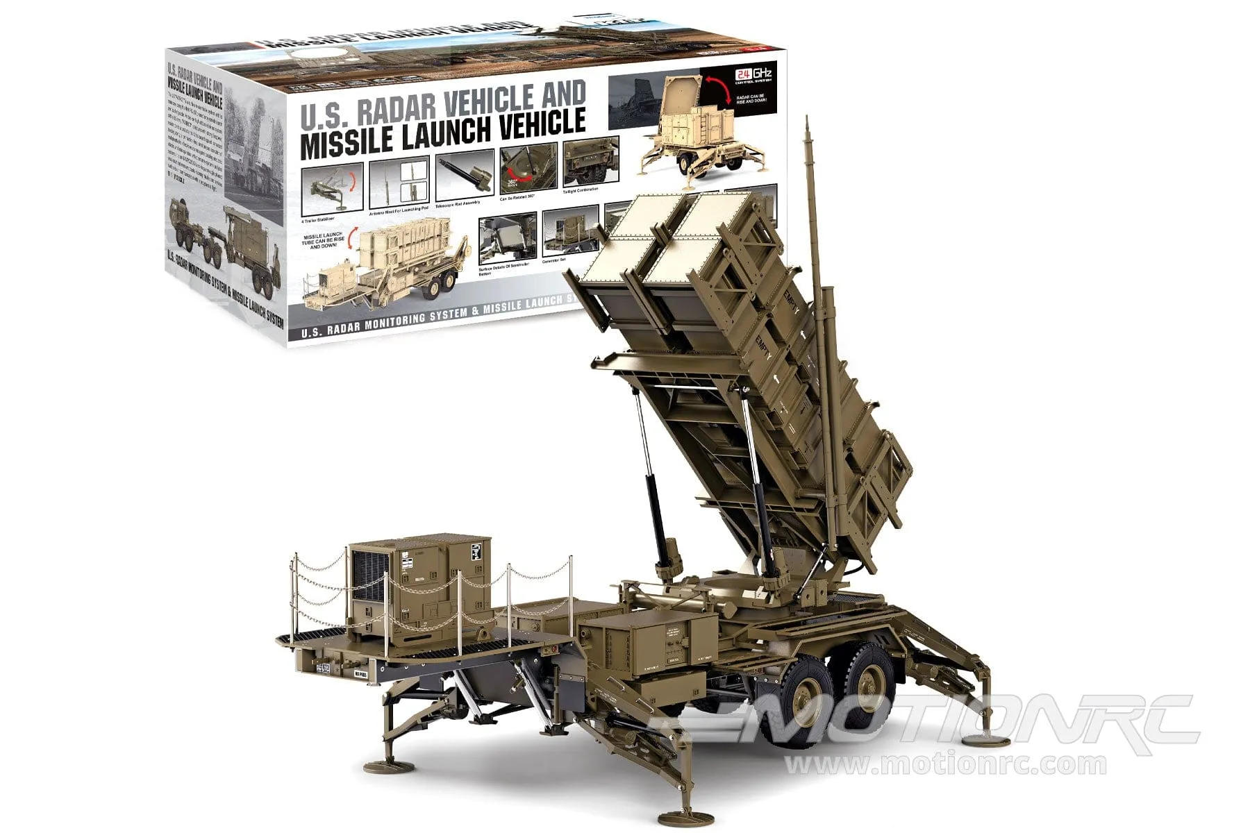 Heng Guan US Military Tan 1/12 Scale Missile Launcher Trailer - KIT