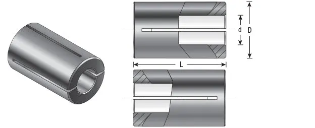 High Precision Router Collet Reducer | 12mm Overall Dia x 8mm Inner Dia x 1" Long | RB-114 | 738685121146