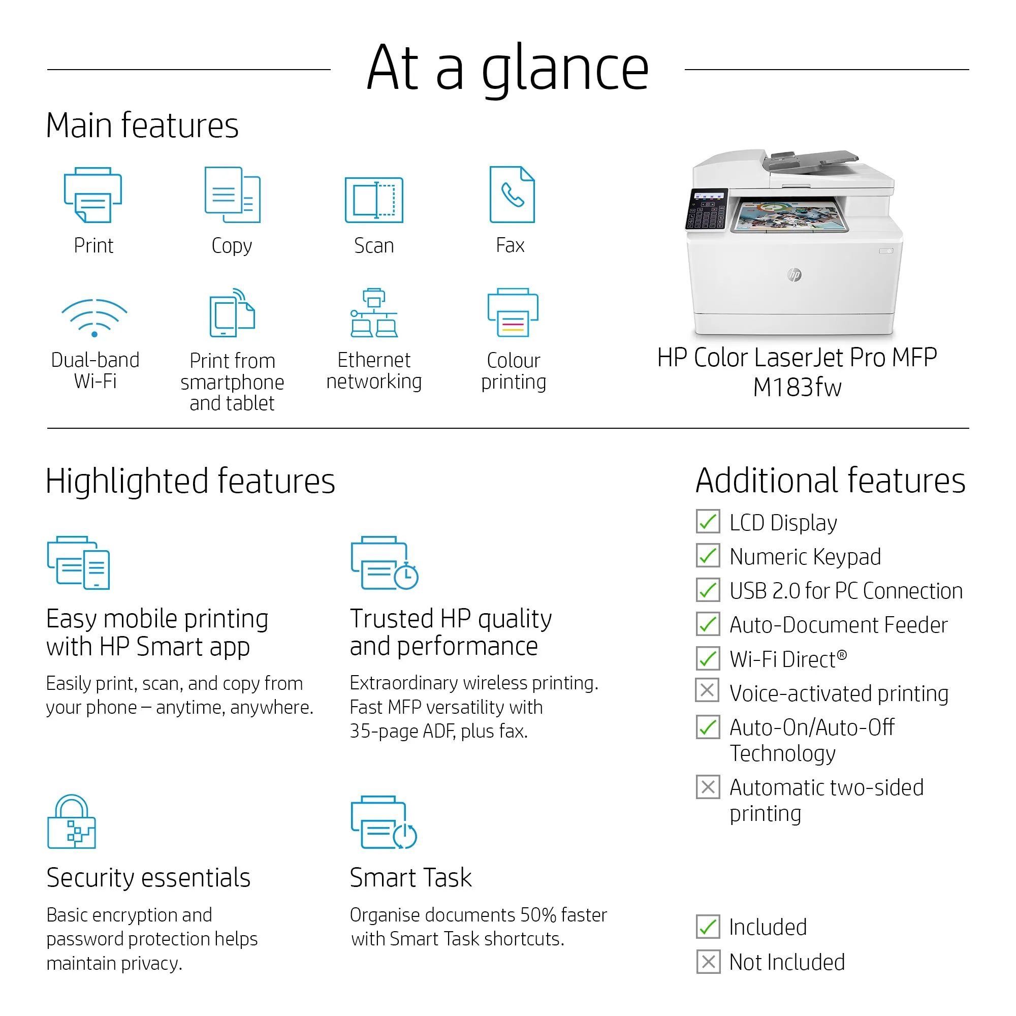 HP Color LaserJet Pro MFP M183fw Printer