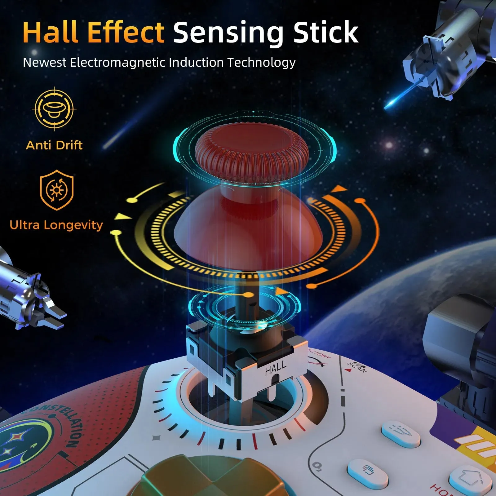 IINE Star-field Hall Effect Controller: For Switch (w/Amiibo), PC, Android, iOS, Steam Deck