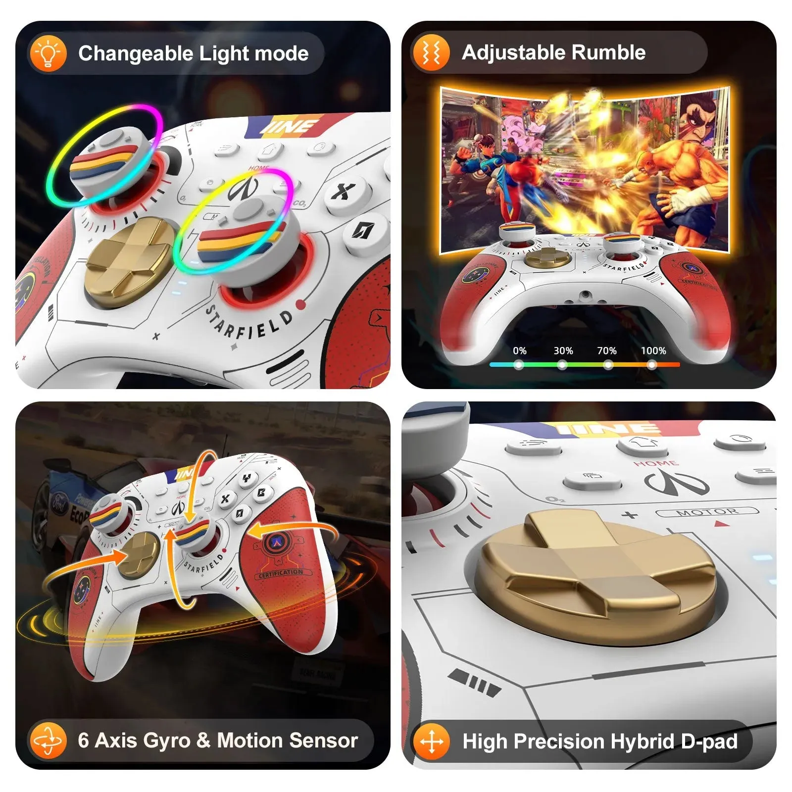 IINE Star-field Hall Effect Controller: For Switch (w/Amiibo), PC, Android, iOS, Steam Deck