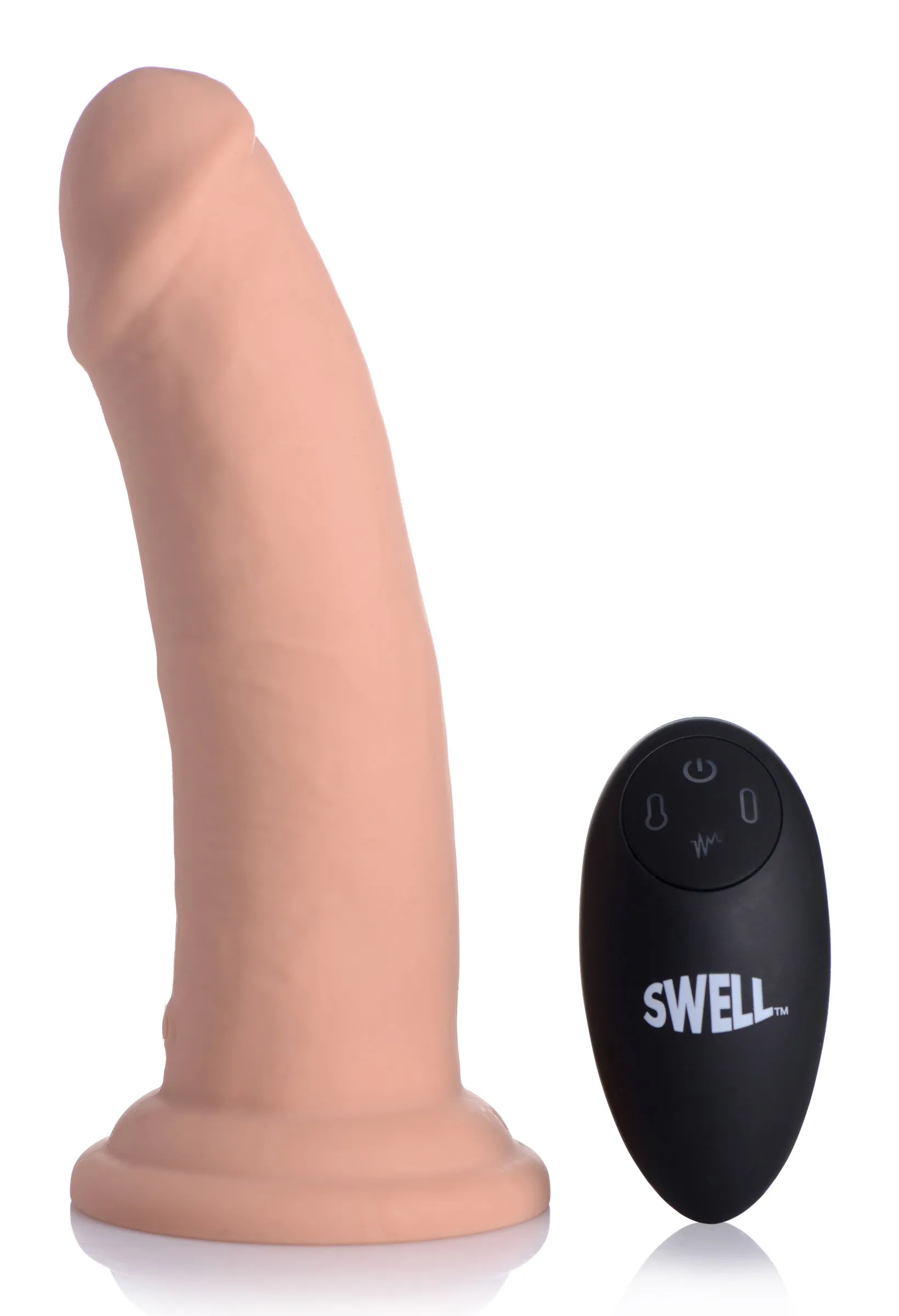 Inflatable And Vibrating Remote Control Silicone Dildo