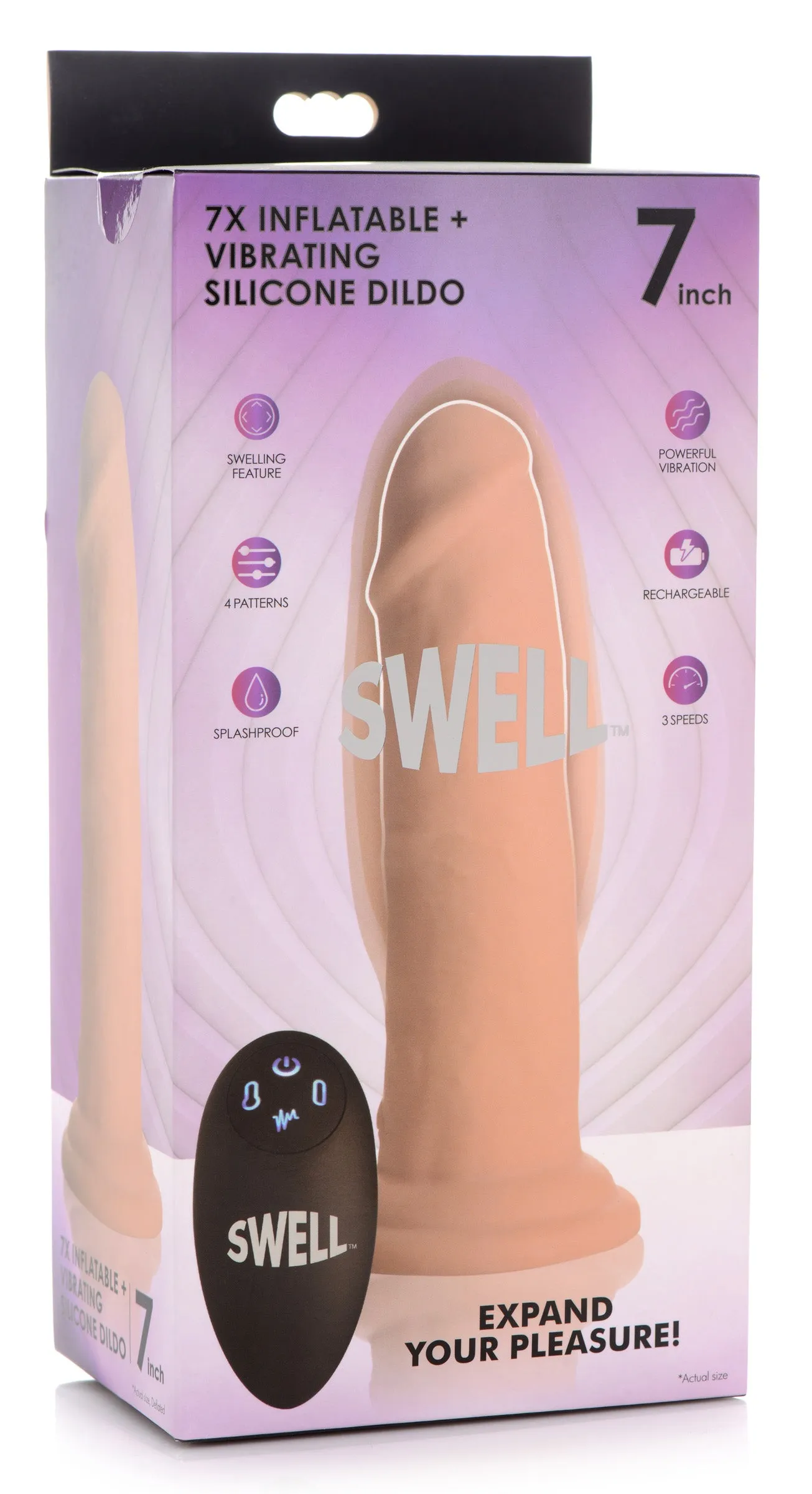 Inflatable And Vibrating Remote Control Silicone Dildo