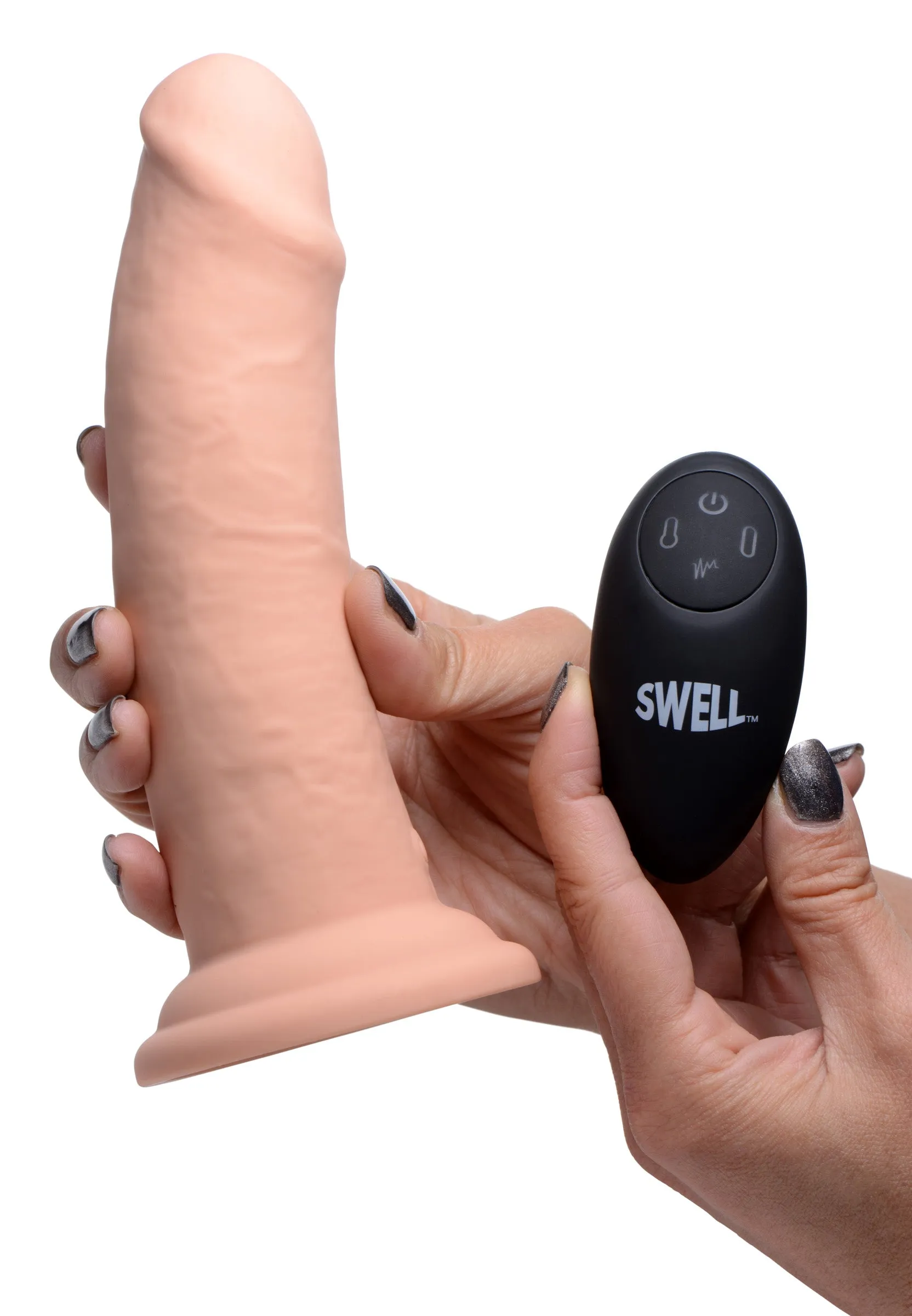 Inflatable And Vibrating Remote Control Silicone Dildo