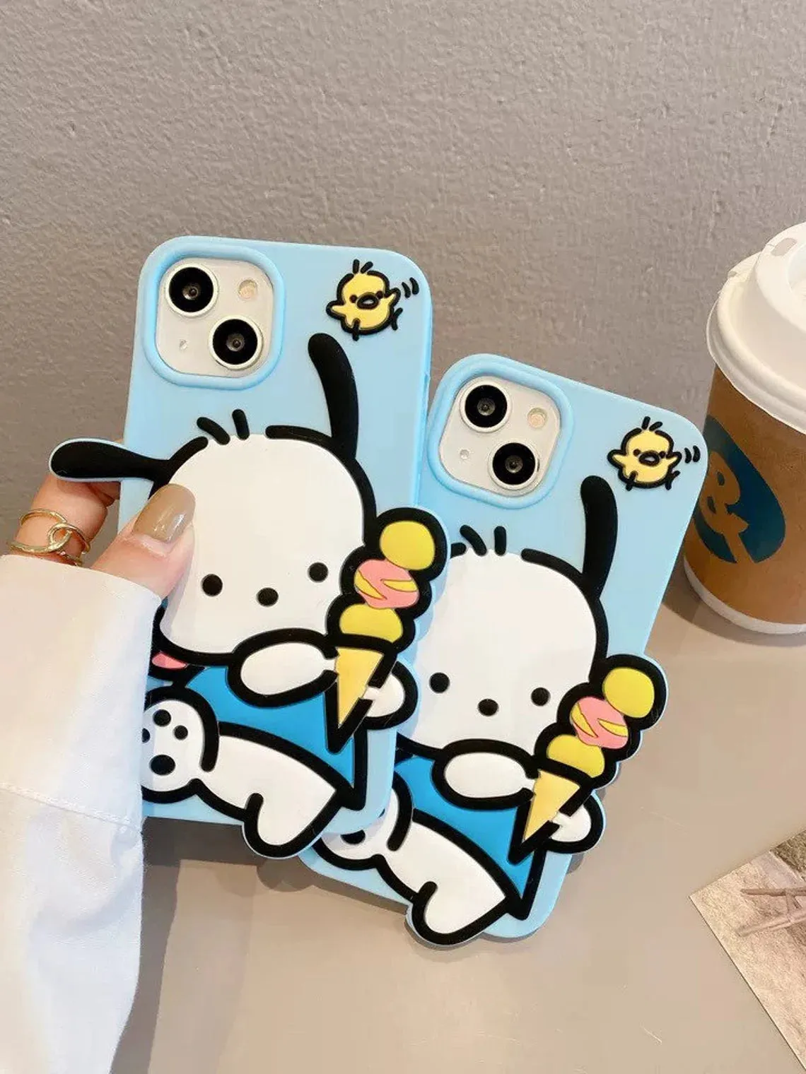 Japanese Cartoon PC with Ice Cream Blue Soft iPhone Case XS XR X 11 12 13 14 Pro Promax