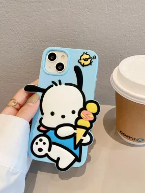 Japanese Cartoon PC with Ice Cream Blue Soft iPhone Case XS XR X 11 12 13 14 Pro Promax