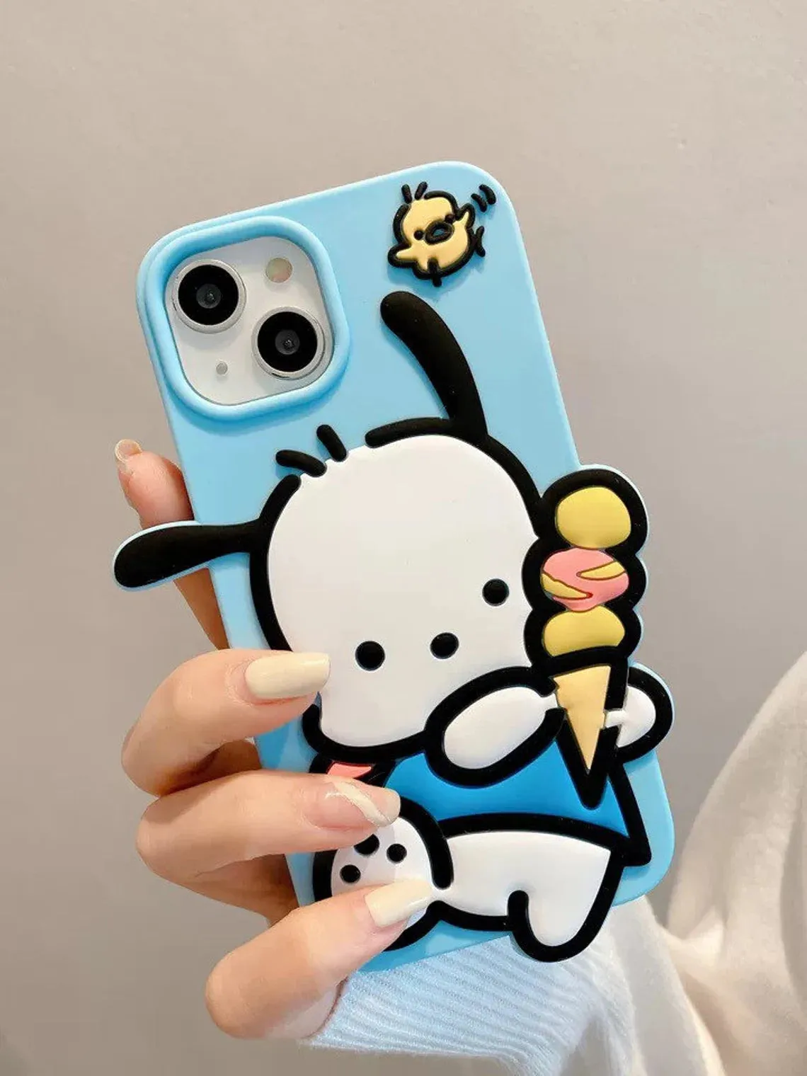 Japanese Cartoon PC with Ice Cream Blue Soft iPhone Case XS XR X 11 12 13 14 Pro Promax