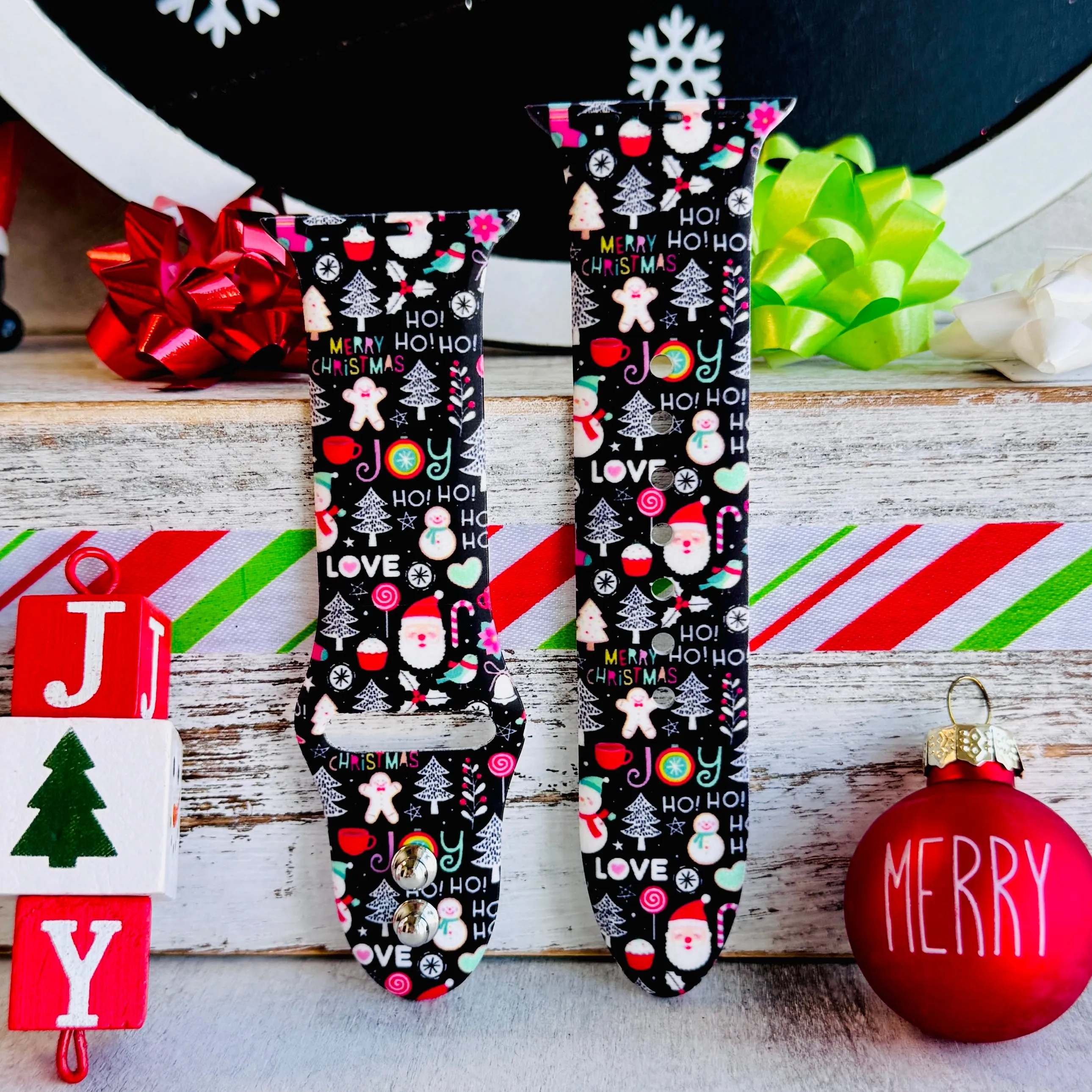 Jolly Wrist-mas Print Silicone Band For Apple Watch