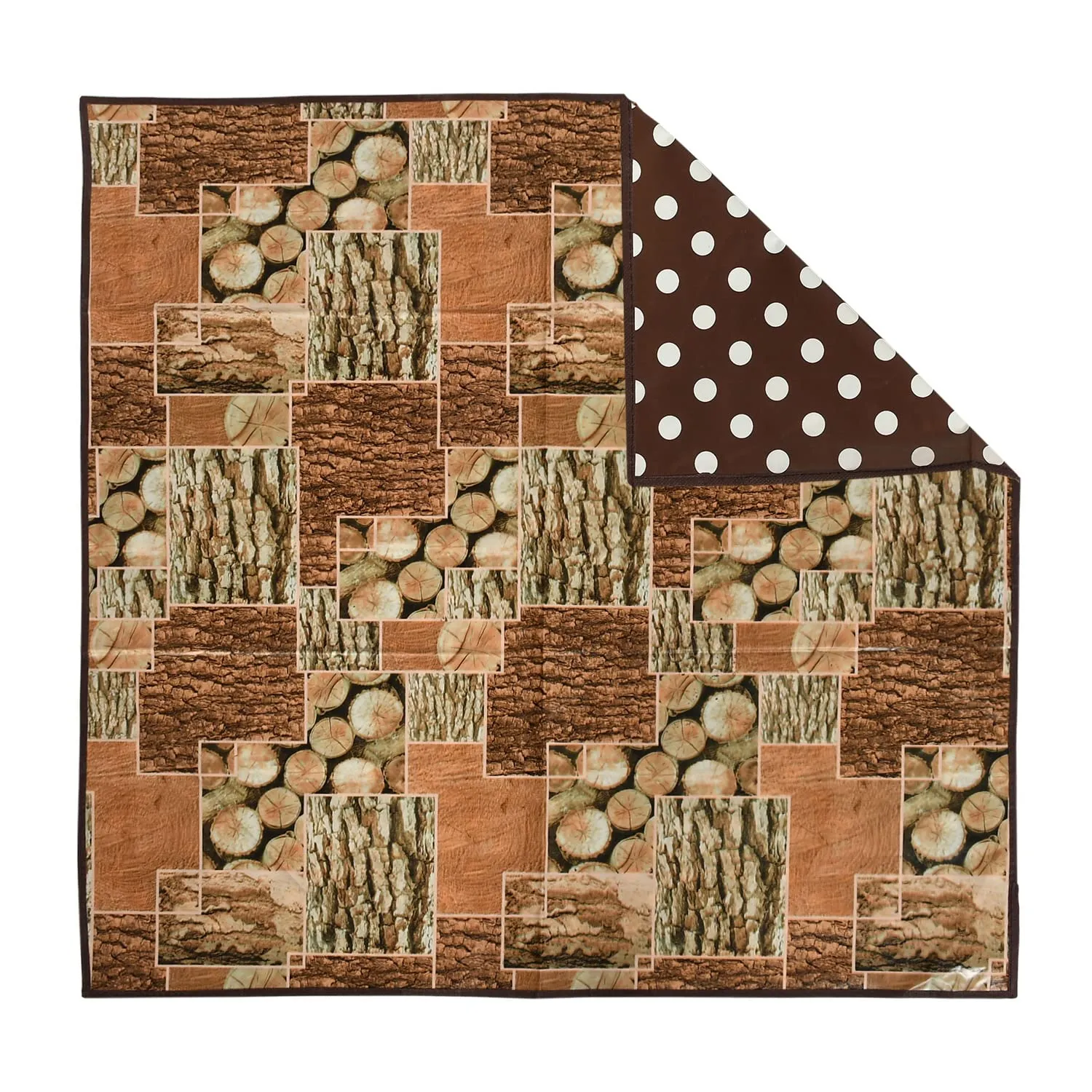 Kuber Industries PVC Wooden Print Both Sided Bed Server Food Mat, Bedsheet Protector For Home 36"x36" (Brown) 54KM4340