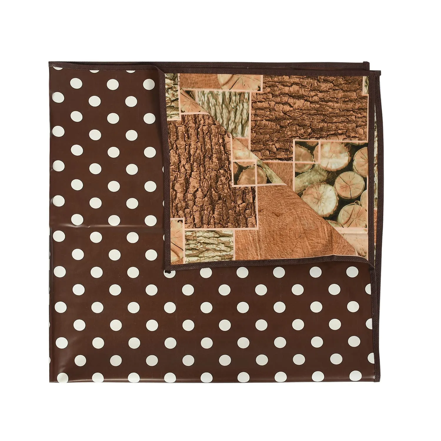 Kuber Industries PVC Wooden Print Both Sided Bed Server Food Mat, Bedsheet Protector For Home 36"x36" (Brown) 54KM4340