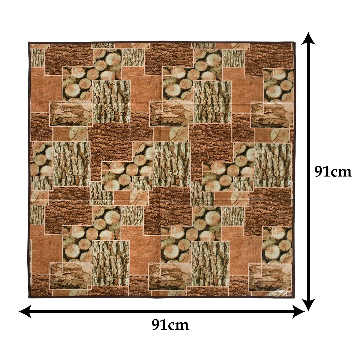 Kuber Industries PVC Wooden Print Both Sided Bed Server Food Mat, Bedsheet Protector For Home 36"x36" (Brown) 54KM4340