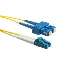 LC/SC Duplex Fiber Optic Patch Cable, OS2 9/125 Singlemode, Yellow Jacket, Blue Connector, 20 meter (65.6 foot)