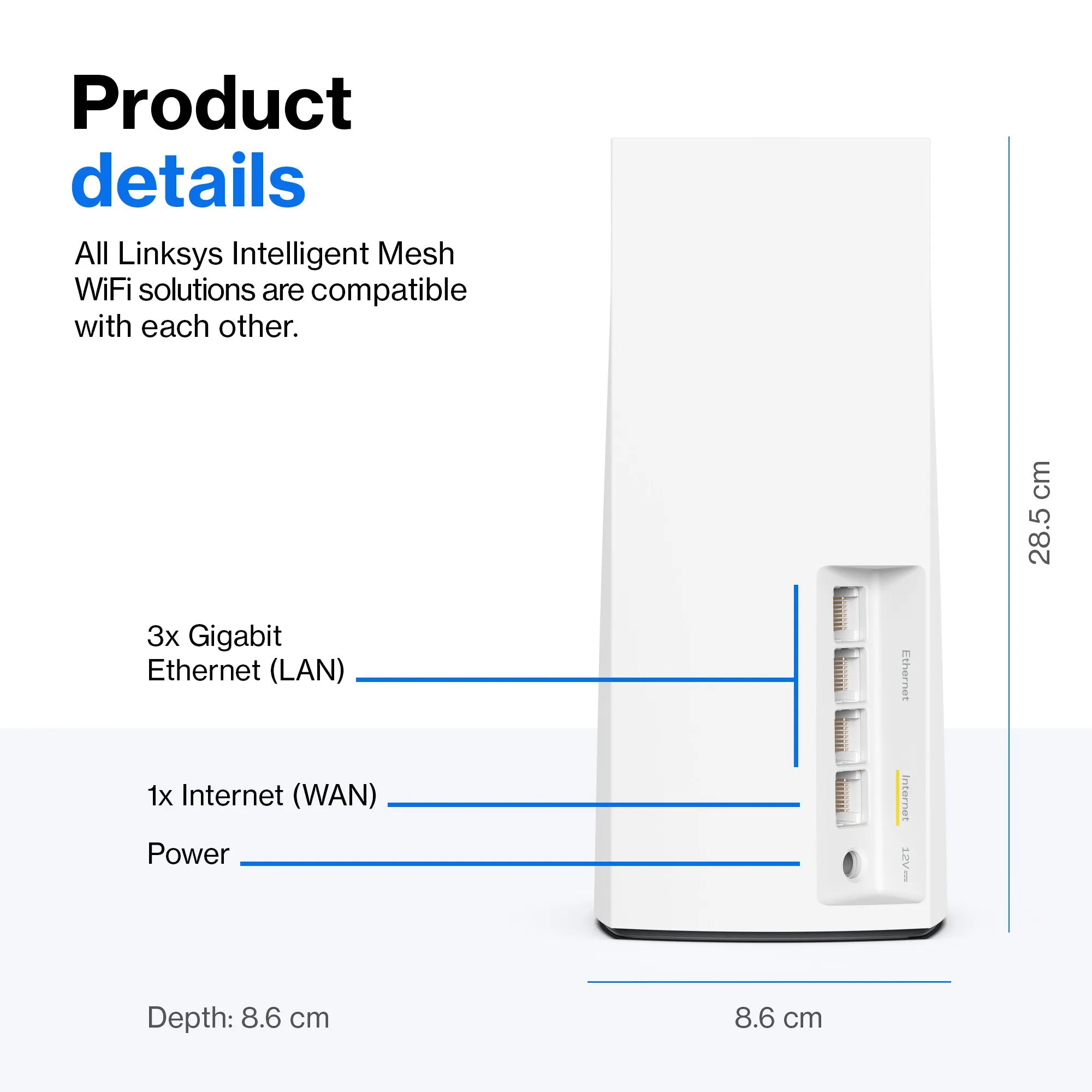 Linksys AX5400 Whole Home Mesh WiFi 6 Dual‑Band System, 3-pack