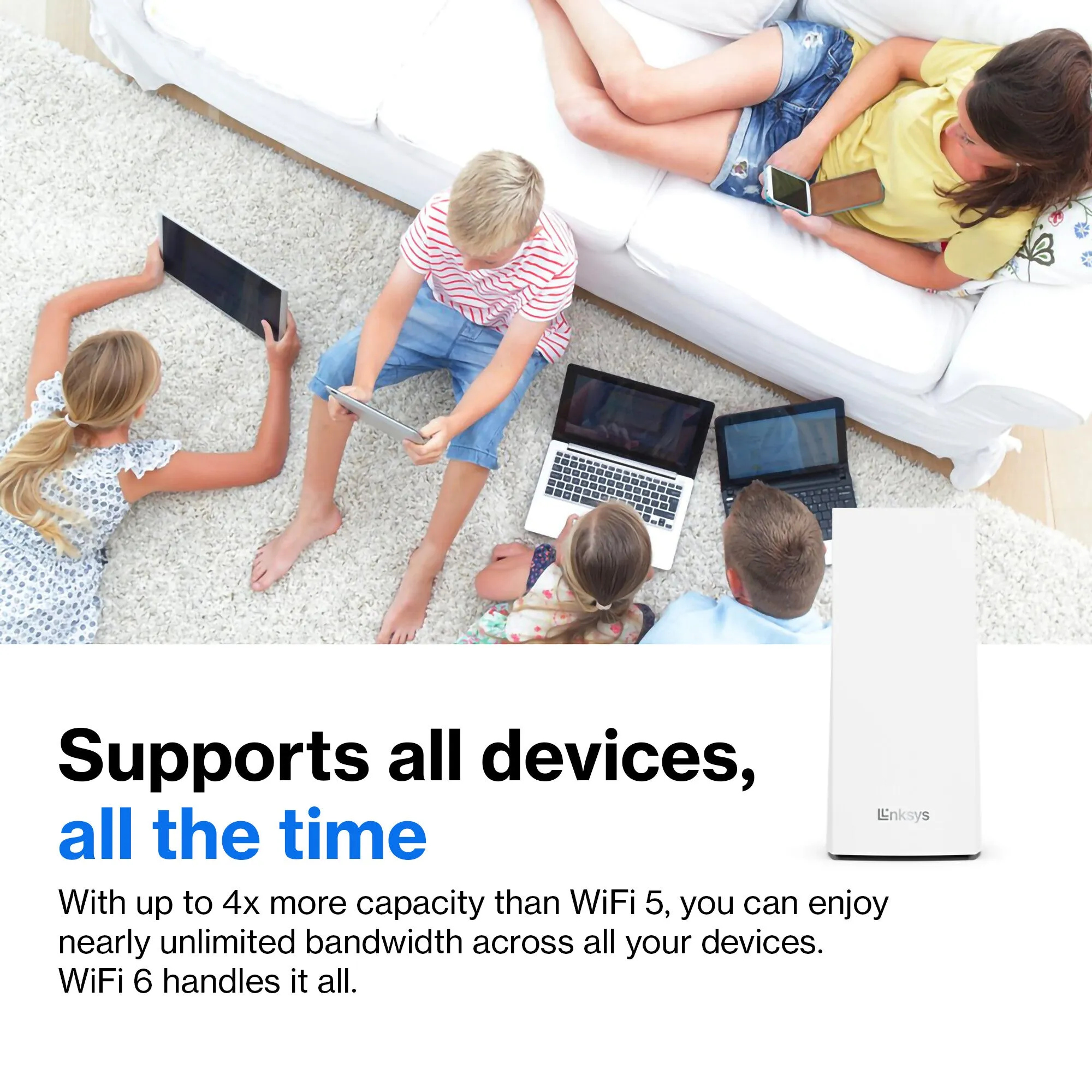 Linksys AX5400 Whole Home Mesh WiFi 6 Dual‑Band System, 3-pack