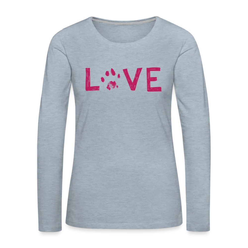 Love Pawprint Contoured Premium Long Sleeve T-Shirt