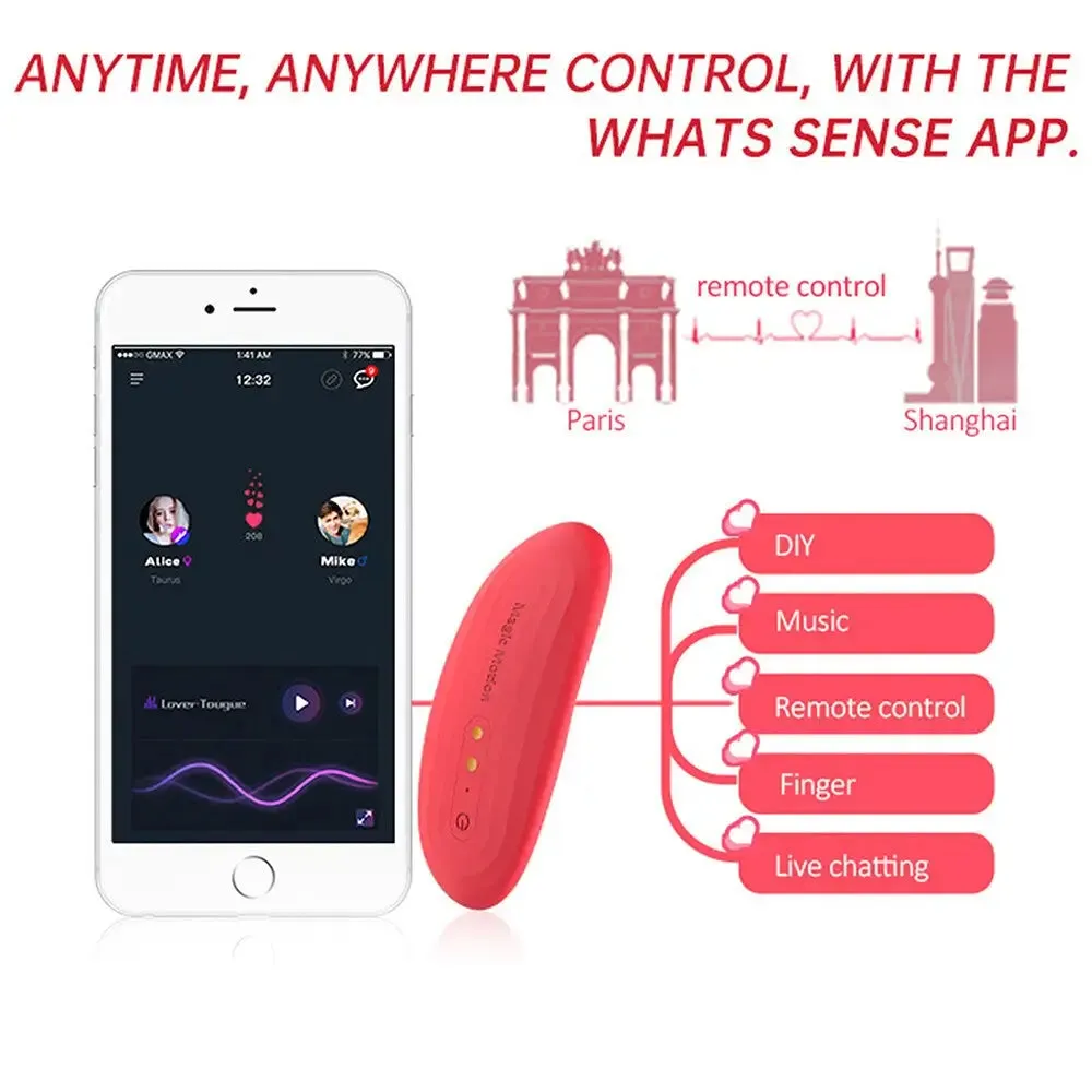 Magic Motion Silicone Red Rechargeable Panty Vibrator with Remote