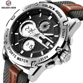 Men's Outdoor Sports Analog & Digital Waterproof Army Watches