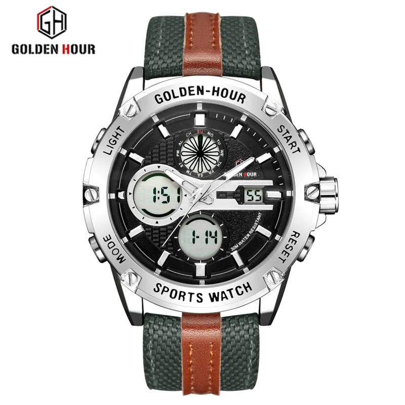 Men's Outdoor Sports Analog & Digital Waterproof Army Watches