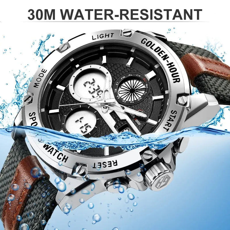 Men's Outdoor Sports Analog & Digital Waterproof Army Watches