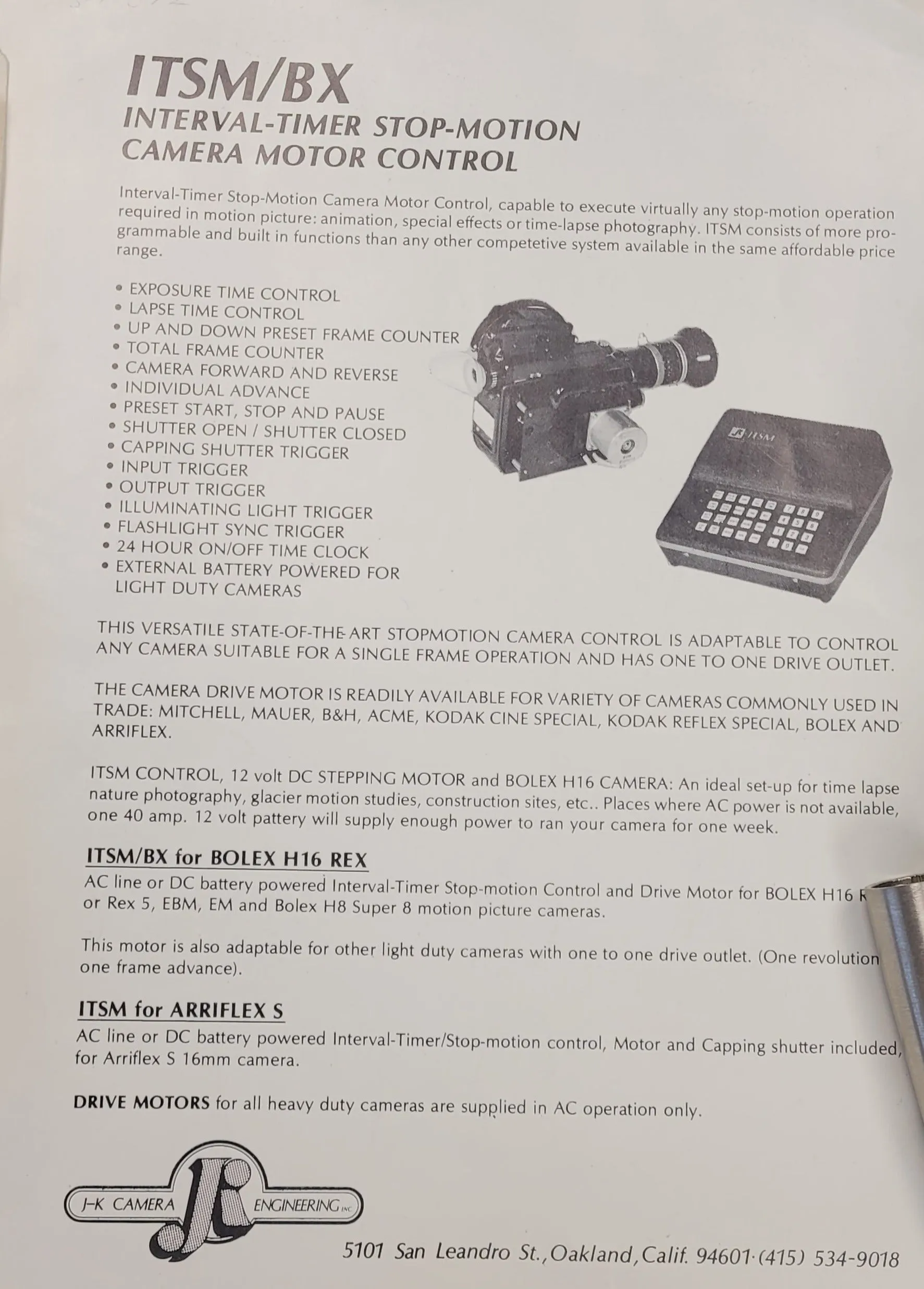 Meritex Inc. ITSM/BX Interval Timer Stop Motion Motor & Controller for Bolex