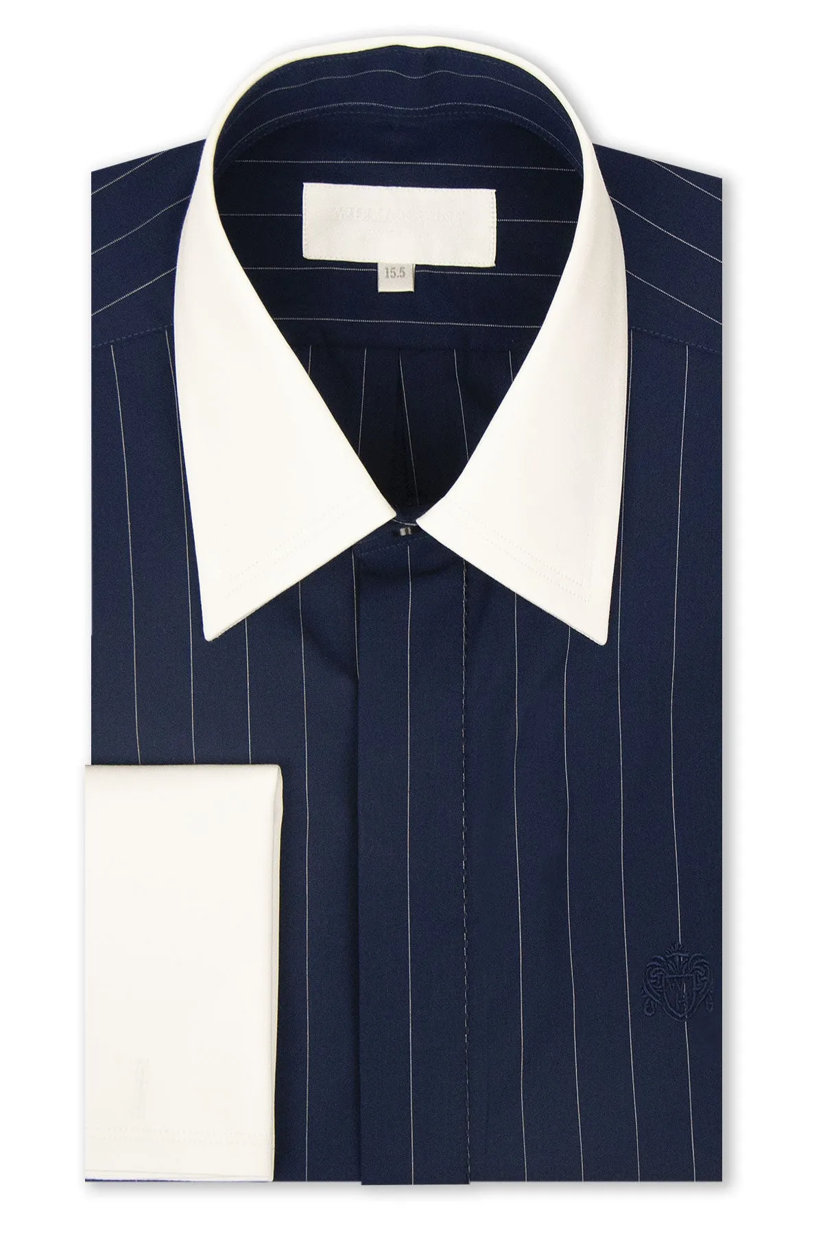 Midnight Blue Pinstripe White Forward Point Collar Shirt