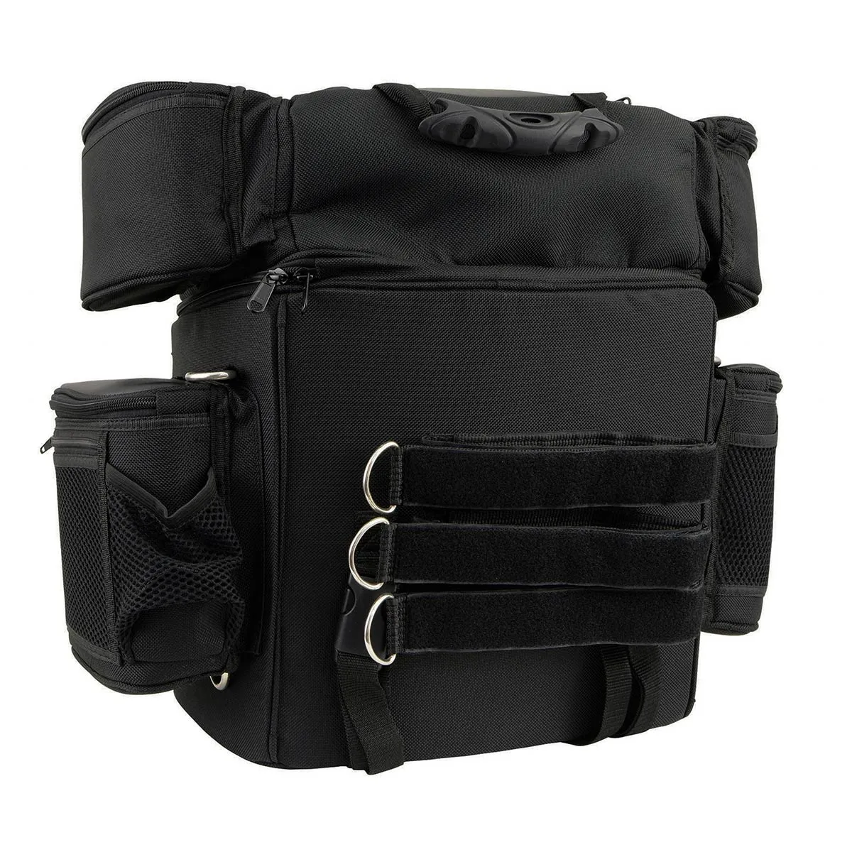 Milwaukee Leather MP8180 Medium Black '5 Pocket' Motorcycle Textile Double Barrel Sissy Bar Bag