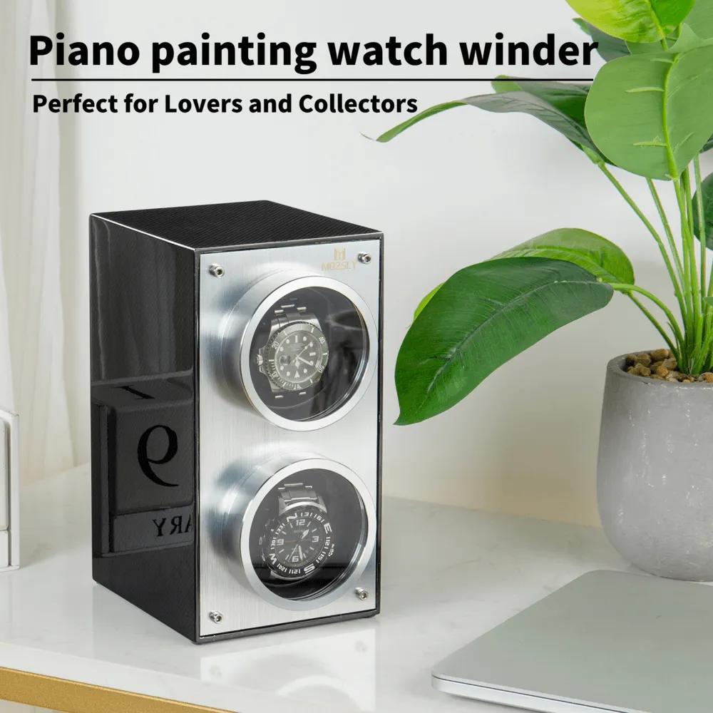 MOZSLY® Double Watch Winder -Black Carbon Brazed Piano Paint