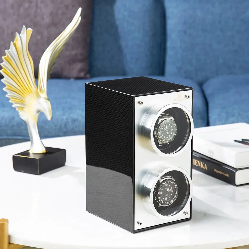 MOZSLY® Double Watch Winder -Black Carbon Brazed Piano Paint