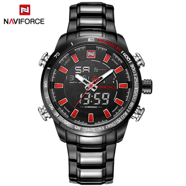 NAVIFORCE Top Brand Men Military Sport Watches Mens LED Analog Digital Watch Male Army Stainless Quartz Clock Relogio Masculino