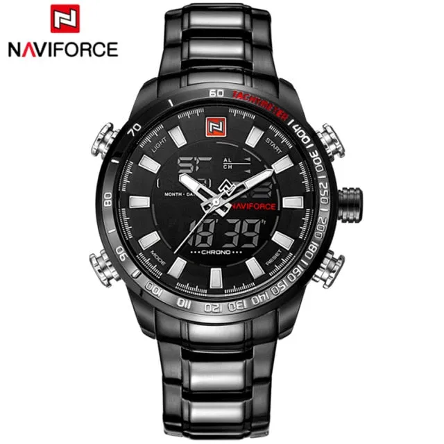 NAVIFORCE Top Brand Men Military Sport Watches Mens LED Analog Digital Watch Male Army Stainless Quartz Clock Relogio Masculino