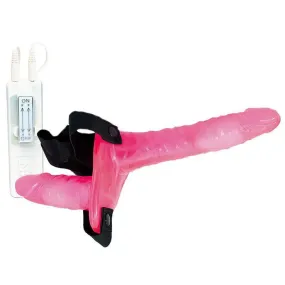 Nmc Ltd Pink Double Vibrating Strap on Dildo with Stretchy Harness