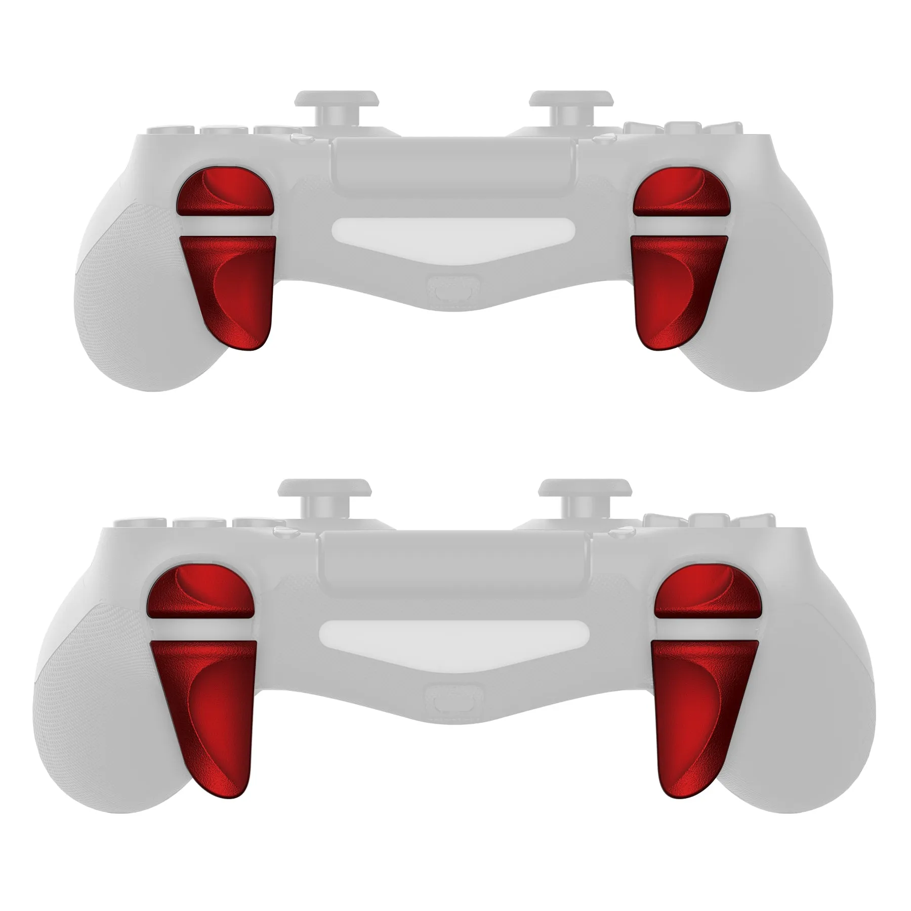 PlayVital 2 Pair Scarlet Red Shoulder Buttons Extension Triggers for PS4 All Model Controller, Game Improvement Adjusters for PS4 Controller, Bumper Trigger Extenders for PS4 Slim Pro Controller - P4PJ004