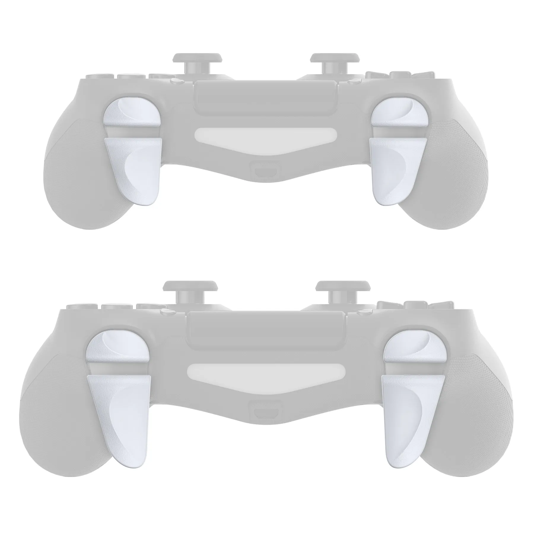 PlayVital 2 Pair White Shoulder Buttons Extension Triggers for PS4 All Model Controller, Game Improvement Adjusters for PS4 Controller, Bumper Trigger Extenders for PS4 Slim Pro Controller - P4PJ002