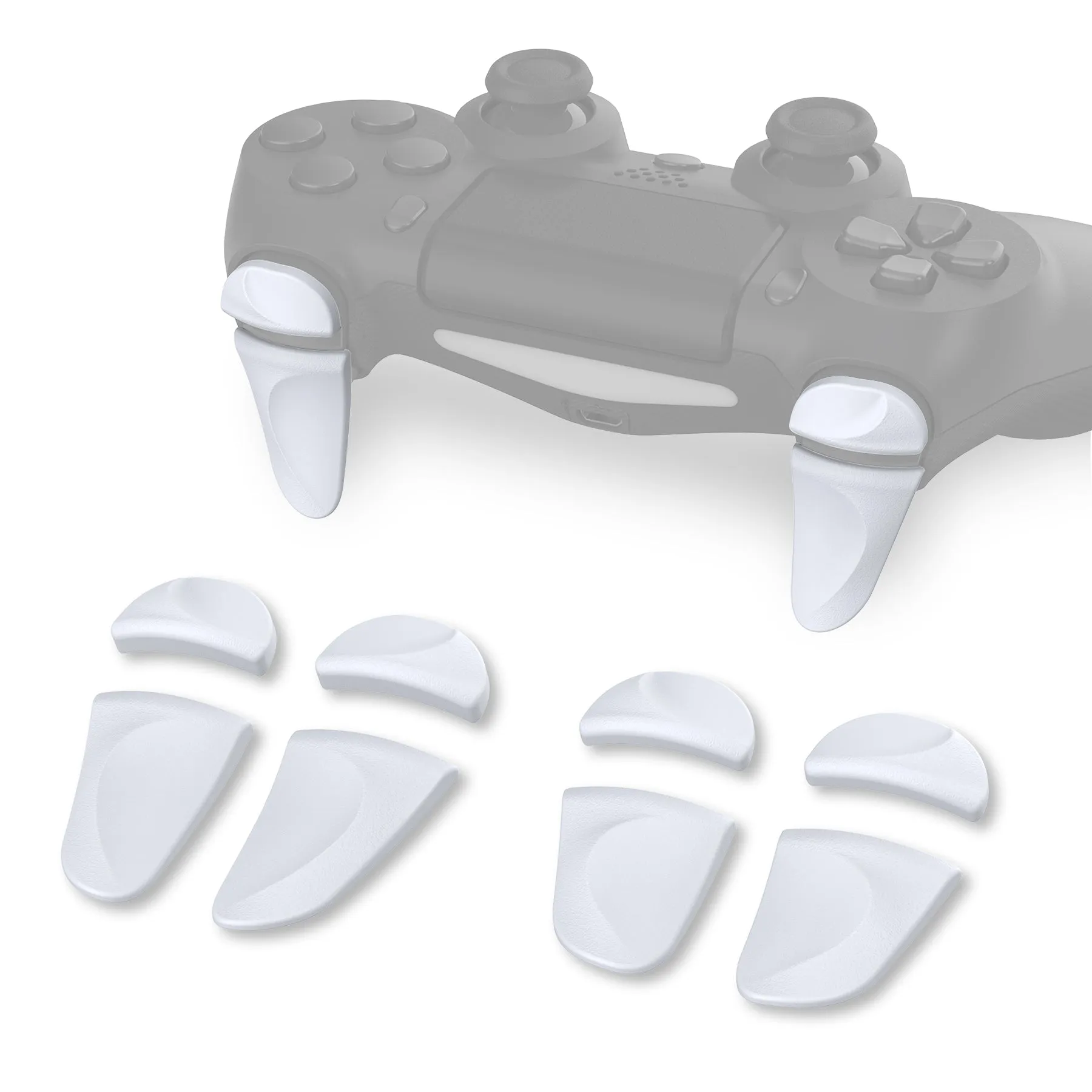 PlayVital 2 Pair White Shoulder Buttons Extension Triggers for PS4 All Model Controller, Game Improvement Adjusters for PS4 Controller, Bumper Trigger Extenders for PS4 Slim Pro Controller - P4PJ002