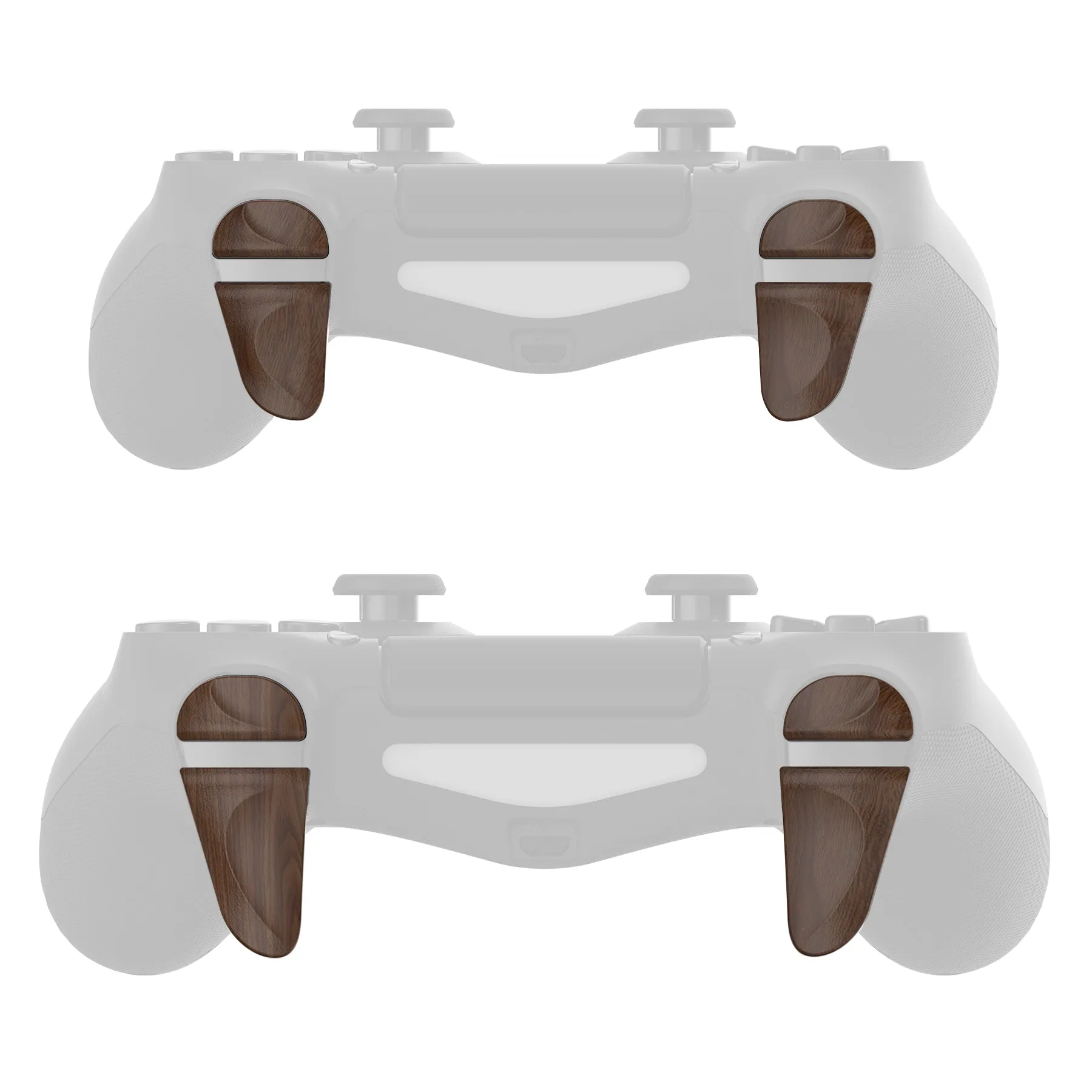 PlayVital 2 Pair Wood Grain Shoulder Buttons Extension Triggers for PS4 All Model Controller, Game Improvement Adjusters for PS4 Controller, Bumper Trigger Extenders for PS4 Slim Pro Controller - P4PJ005