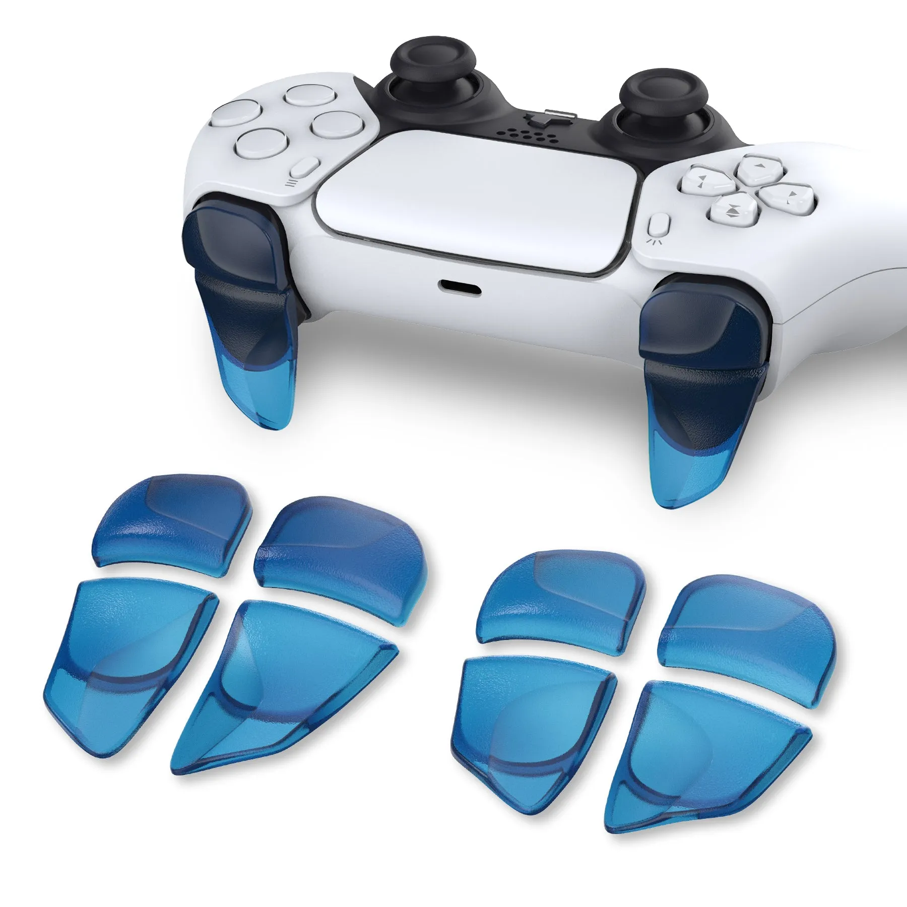 PlayVital BLADE 2 Pairs Shoulder Buttons Extension Triggers for ps5 Controller, Game Improvement Adjusters for PS Portal Remote Player, Bumper Trigger Extenders for ps5 Edge Controller - Clear Blue - PFPJ043