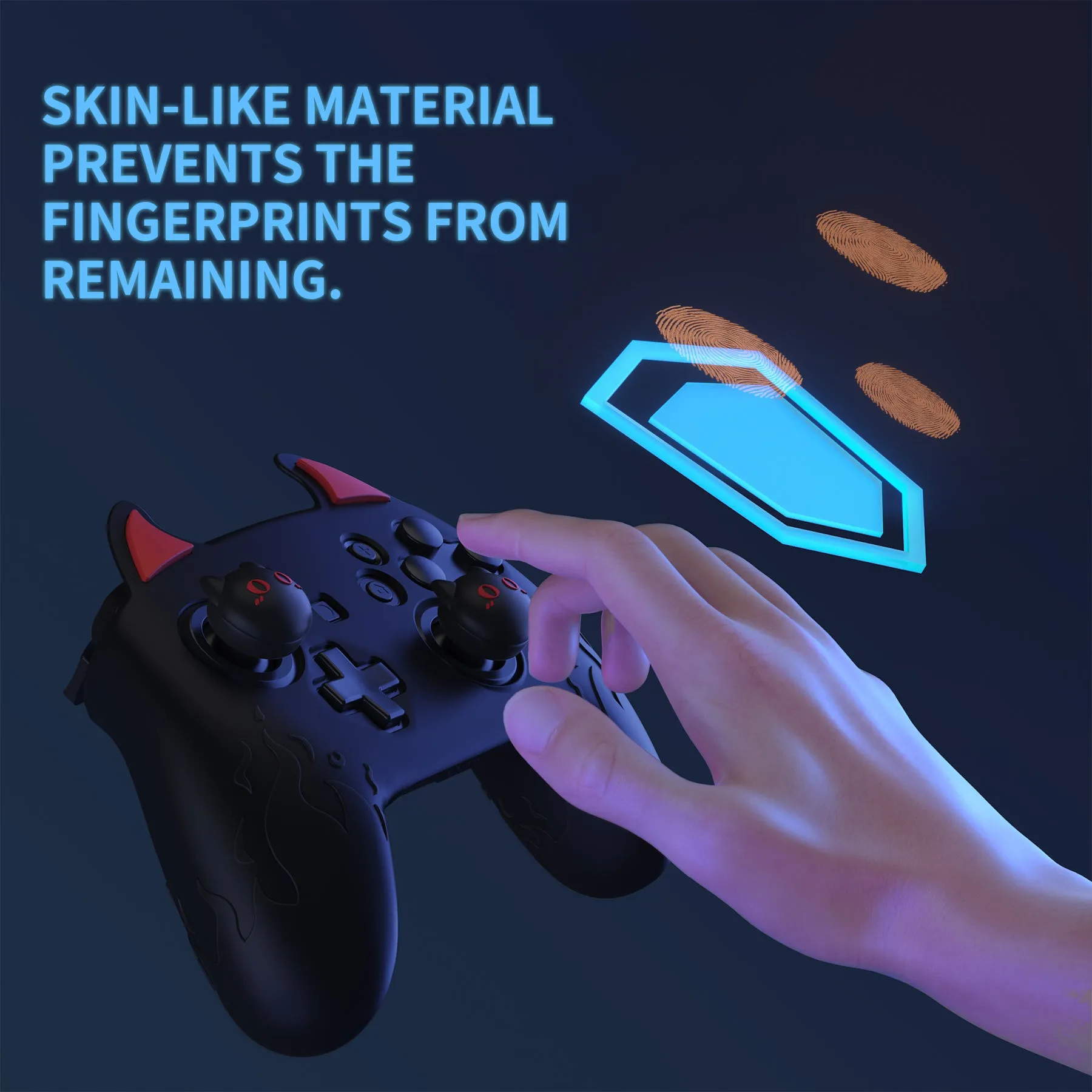 PlayVital Cute Demon Silicone Grip Cover for Nintendo Switch Pro Controller, Anti-Slip Protective Skin with Joystick Caps and Stickers Compatible with Nintendo Switch Pro - Black - AMDNPP005