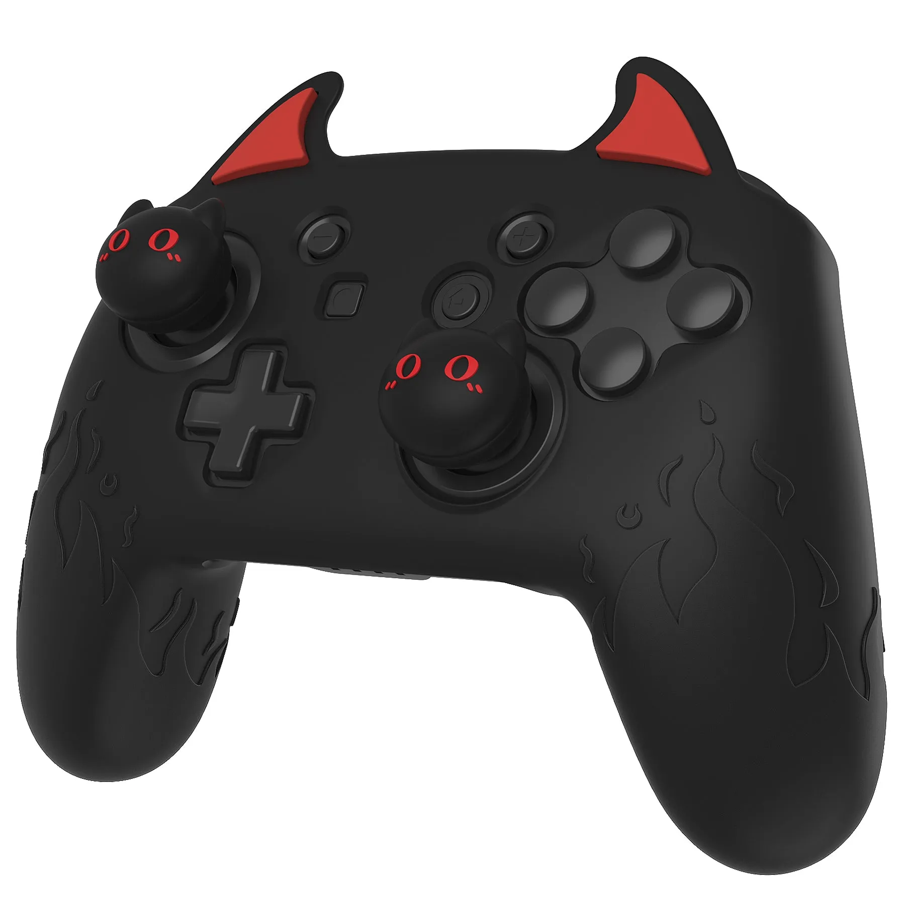 PlayVital Cute Demon Silicone Grip Cover for Nintendo Switch Pro Controller, Anti-Slip Protective Skin with Joystick Caps and Stickers Compatible with Nintendo Switch Pro - Black - AMDNPP005