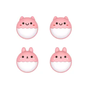 PlayVital Rabbit & Squirrel Cute Thumb Grip Caps for PS5/4 Controller, Silicone Analog Stick Caps Cover for Xbox Series X/S, Thumbstick Caps for Switch Pro Controller - Pale Red - PJM3002