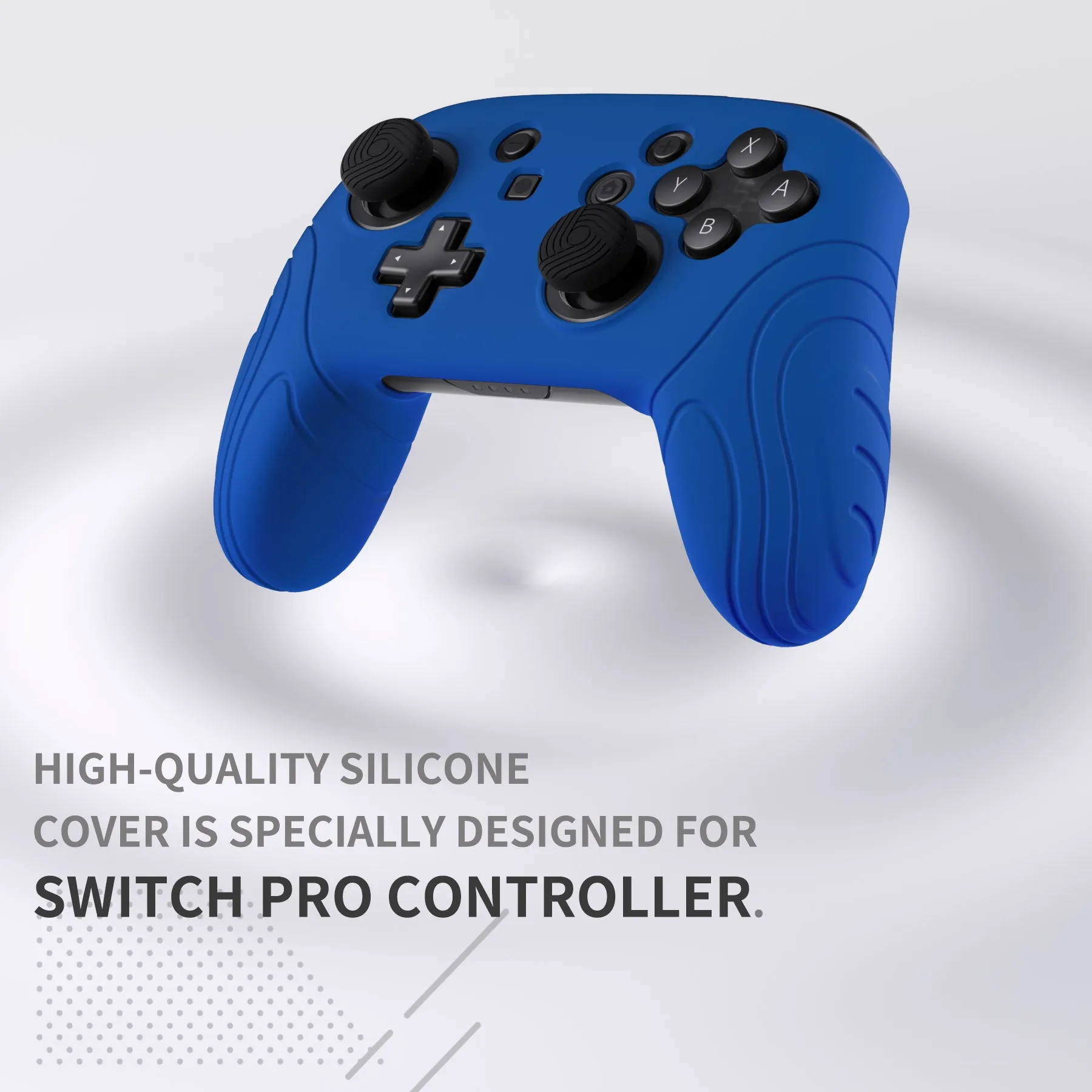 PlayVital Samurai Edition Ergonomic Silicone Skin Protective Case for Nintendo Switch Pro Controller, Soft Anti-slip Controller Grip Protector for Nintendo Switch Pro with Thumb Grip Caps - Blue - EBNPP004