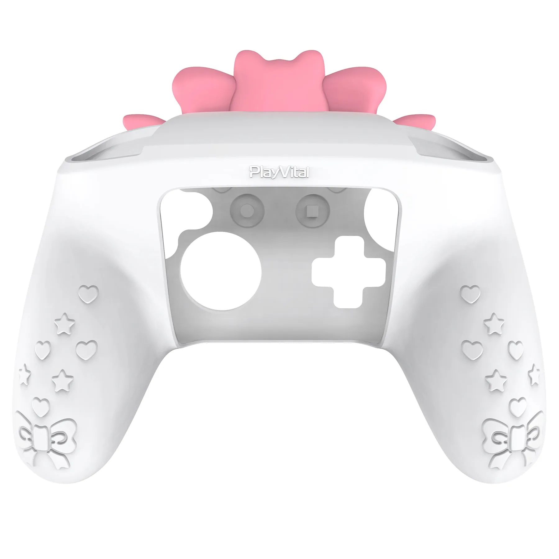 PlayVital Sweetheart Kitty Silicone Skin Compatible with Nintendo Switch Pro Controller – Kawaii Anti-Slip Cover, Switch Pro Controller Joystick Grips & Protective Silicone Case - White - DHHNPP002