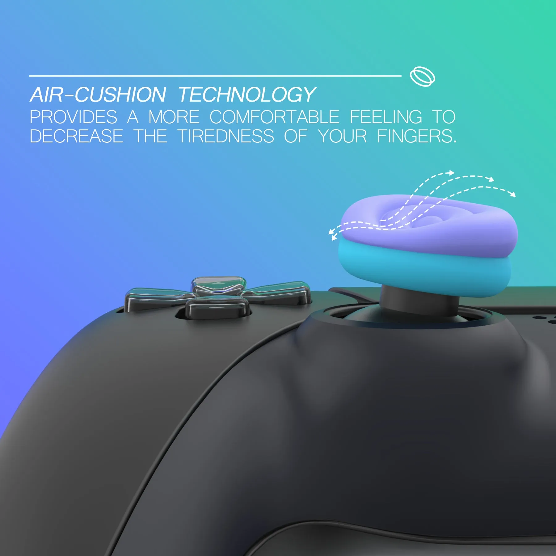 PlayVital Thumbs Cushion Caps Thumb Grips for ps5, for ps4, Thumbstick Grip Cover for Xbox Series X/S, Thumb Grip Caps for Xbox One, Elite Series 2, for Switch Pro Controller - Light Purple & Aqua Blue - PJM3042