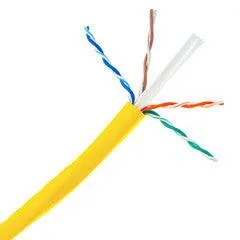 Plenum Cat6a Yellow Copper Ethernet Cable, 10 Gigabit Solid, CMP, UTP, POE Compliant, 500Mhz, 23 AWG, Spool, 1000 foot