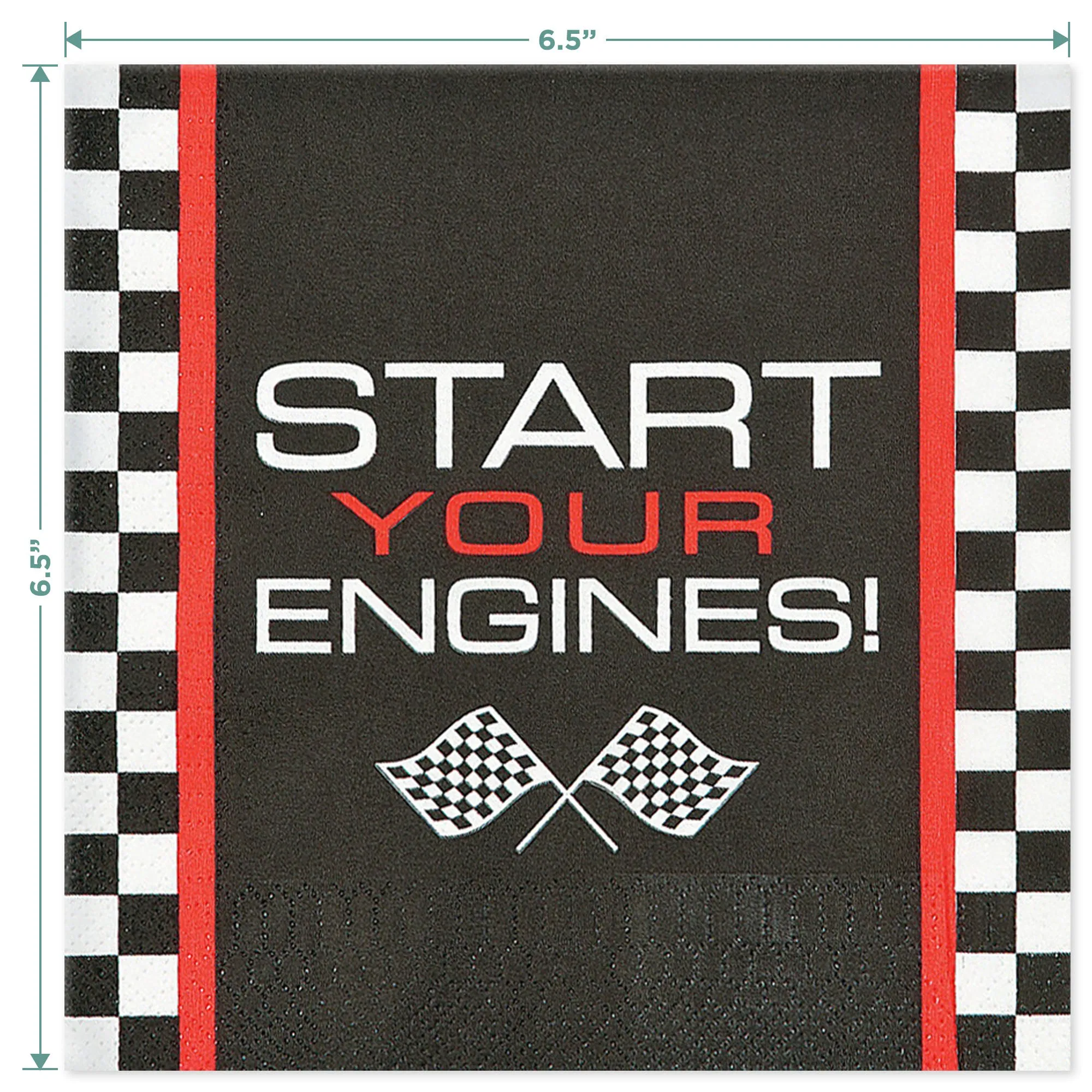 Race Car Party Supplies - Racing Themed Paper Dinner Plates and Checkered Lunch Napkins (16 Plates & Napkins)