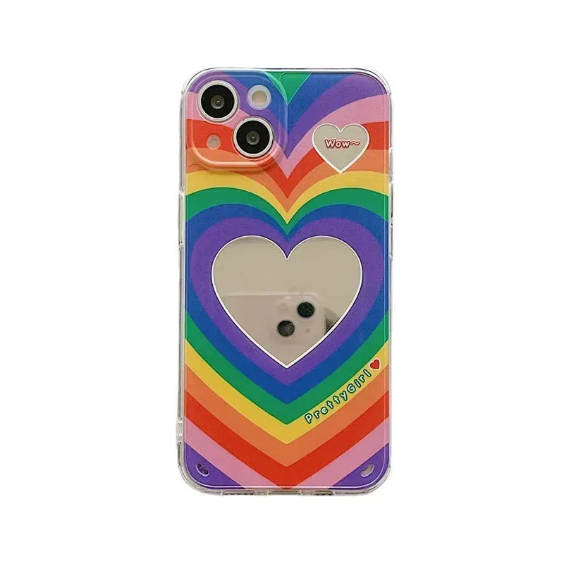 Rainbow Love Mirror Silicone Phone Case